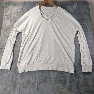 Spadehill Womens White Long Sleeve Top 2XL Criss Cross Casual Lightweight Beachy
